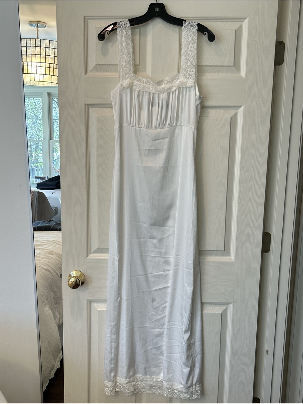 Lioness White Lace-Trim Long Chemise Slip